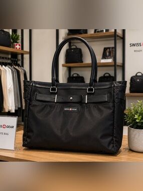Swiss Gear Black Laptop Tote Bag with Dual Handles